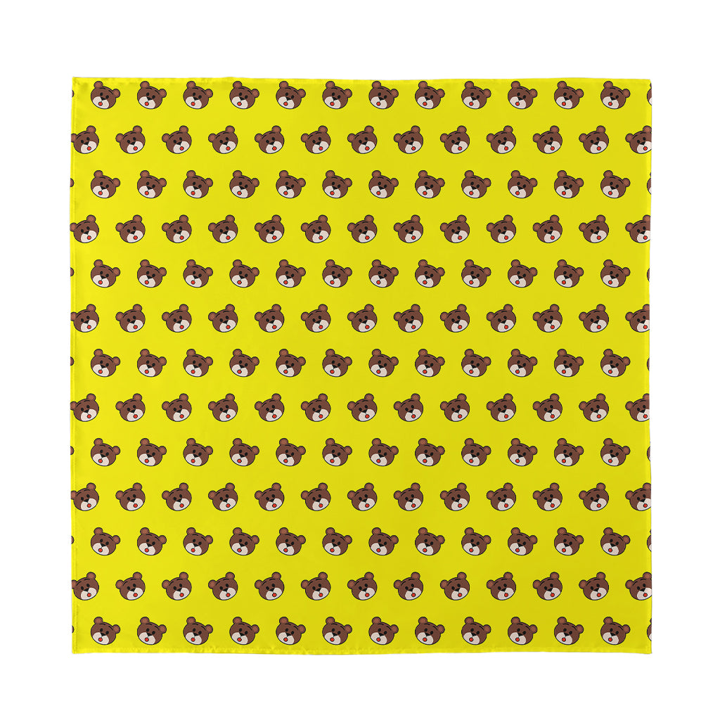Bear Emoji Pattern Print Silk Bandana