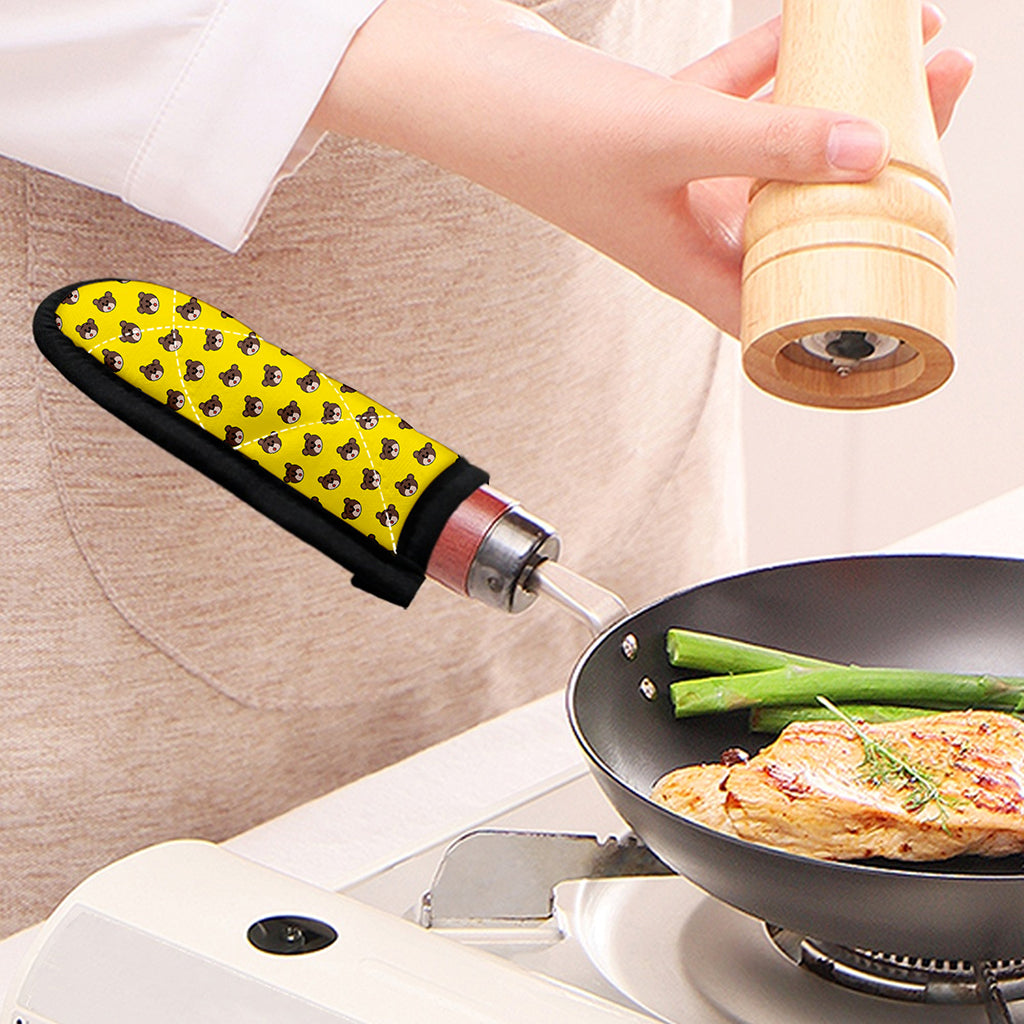 Bear Emoji Pattern Print Skillet Handle Cover