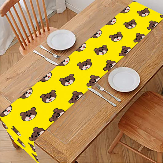 Bear Emoji Pattern Print Table Runner