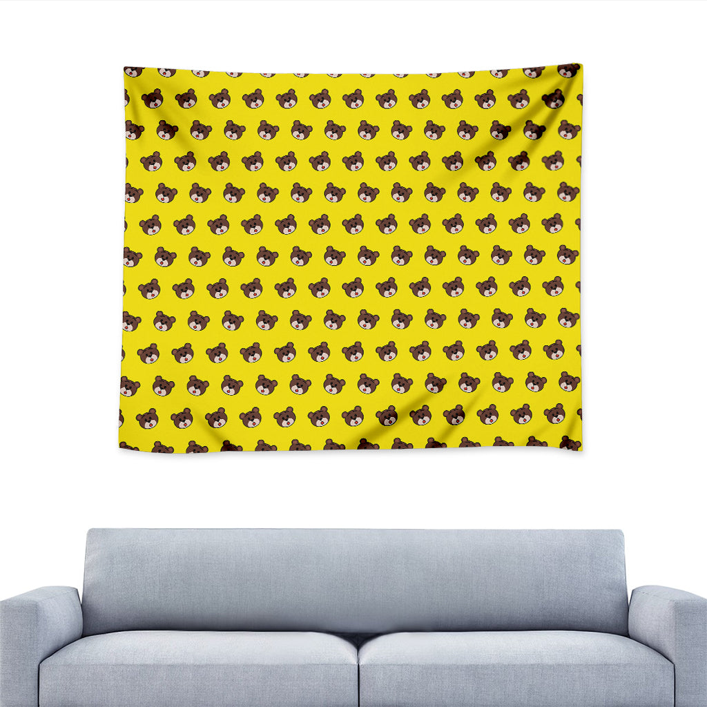Bear Emoji Pattern Print Tapestry