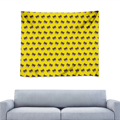 Bear Emoji Pattern Print Tapestry