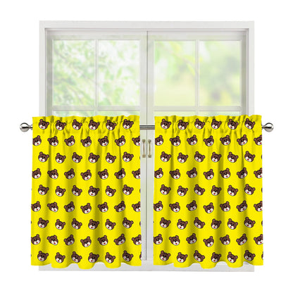 Bear Emoji Pattern Print Tier Curtains