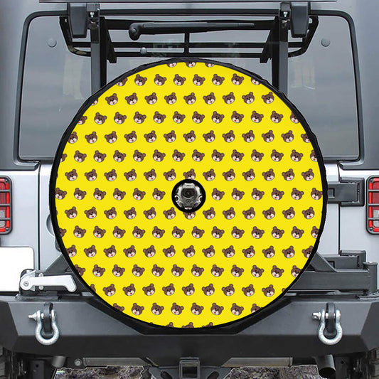 Bear Emoji Pattern Print Tire Cover With Camera Hole