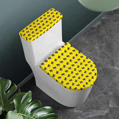 Bear Emoji Pattern Print Toilet Lid And Tank Cover Set