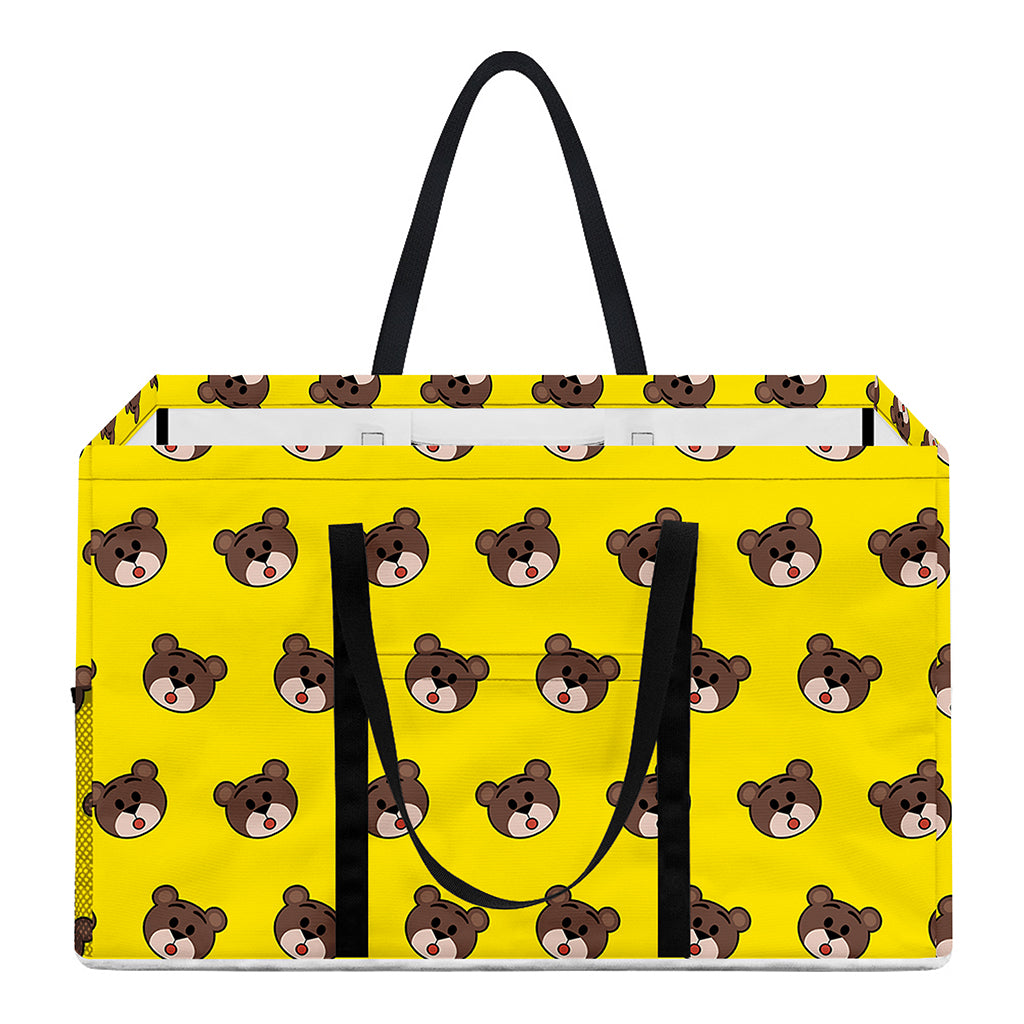 Bear Emoji Pattern Print Utility Tote Bag