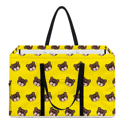 Bear Emoji Pattern Print Utility Tote Bag