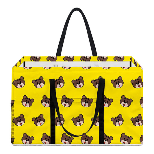Bear Emoji Pattern Print Utility Tote Bag