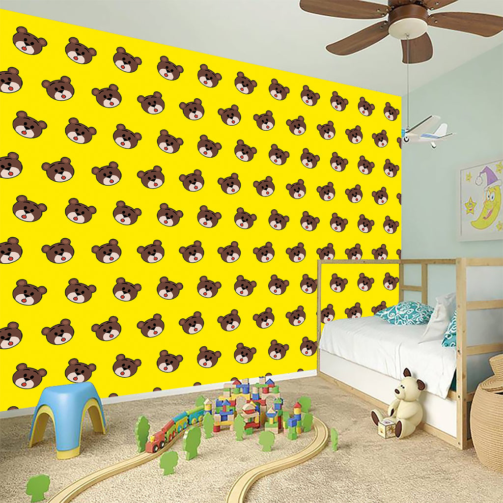 Bear Emoji Pattern Print Wall Sticker