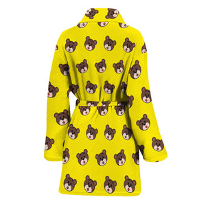 Bear Emoji Pattern Print Women's Bathrobe