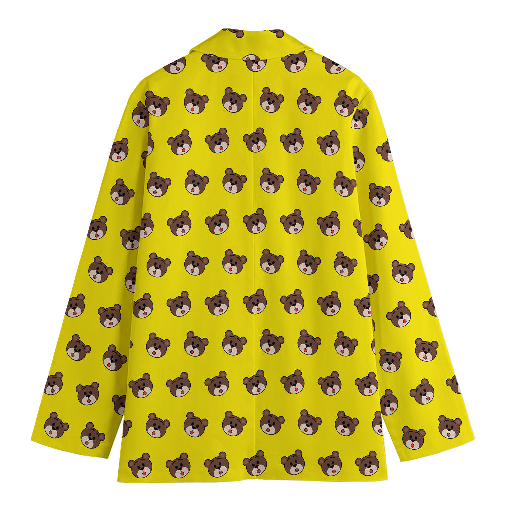 Bear Emoji Pattern Print Women's Blazer