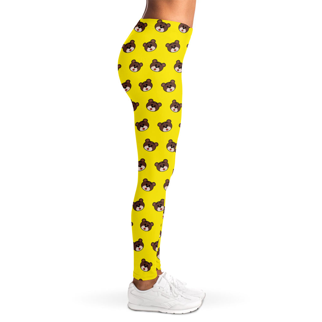 Bear Emoji Pattern Print Women's Leggings