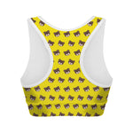 Bear Emoji Pattern Print Women's Sports Bra