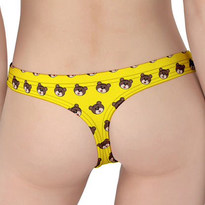 Bear Emoji Pattern Print Women's Thong