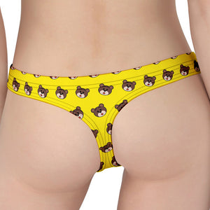 Bear Emoji Pattern Print Women's Thong