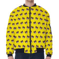 Bear Emoji Pattern Print Zip Sleeve Bomber Jacket