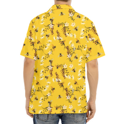 Bee Drawing Pattern Print Aloha Shirt