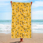 Bee Drawing Pattern Print Beach Towel