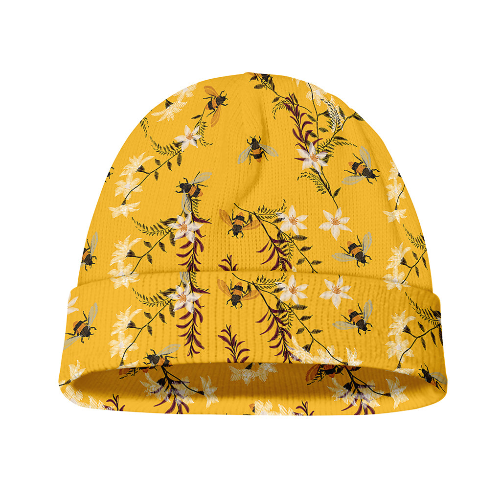 Bee Drawing Pattern Print Beanie