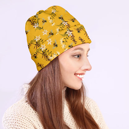 Bee Drawing Pattern Print Beanie