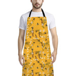 Bee Drawing Pattern Print Bib Apron With Pocket