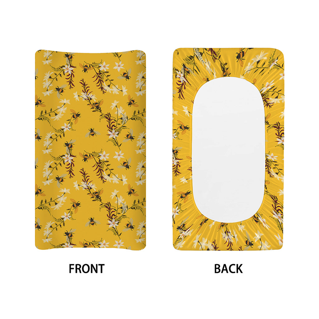 Bee Drawing Pattern Print Changing Pad Cover