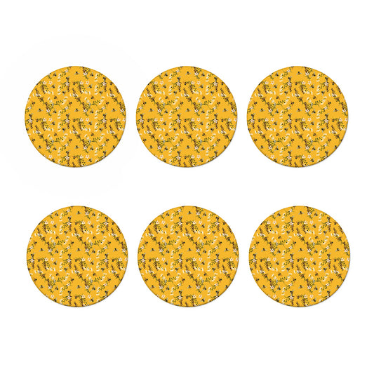 Bee Drawing Pattern Print Coaster Set