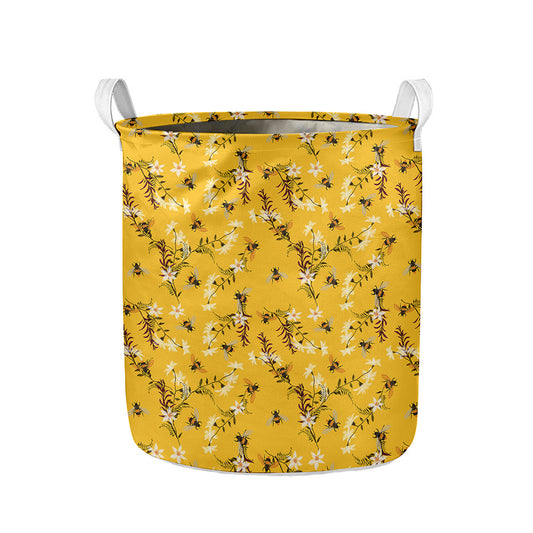 Bee Drawing Pattern Print Collapsible Laundry Basket