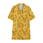Bee Drawing Pattern Print Cotton Hawaiian Shirt