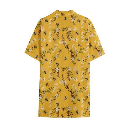 Bee Drawing Pattern Print Cotton Hawaiian Shirt