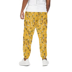 Bee Drawing Pattern Print Cotton Pants