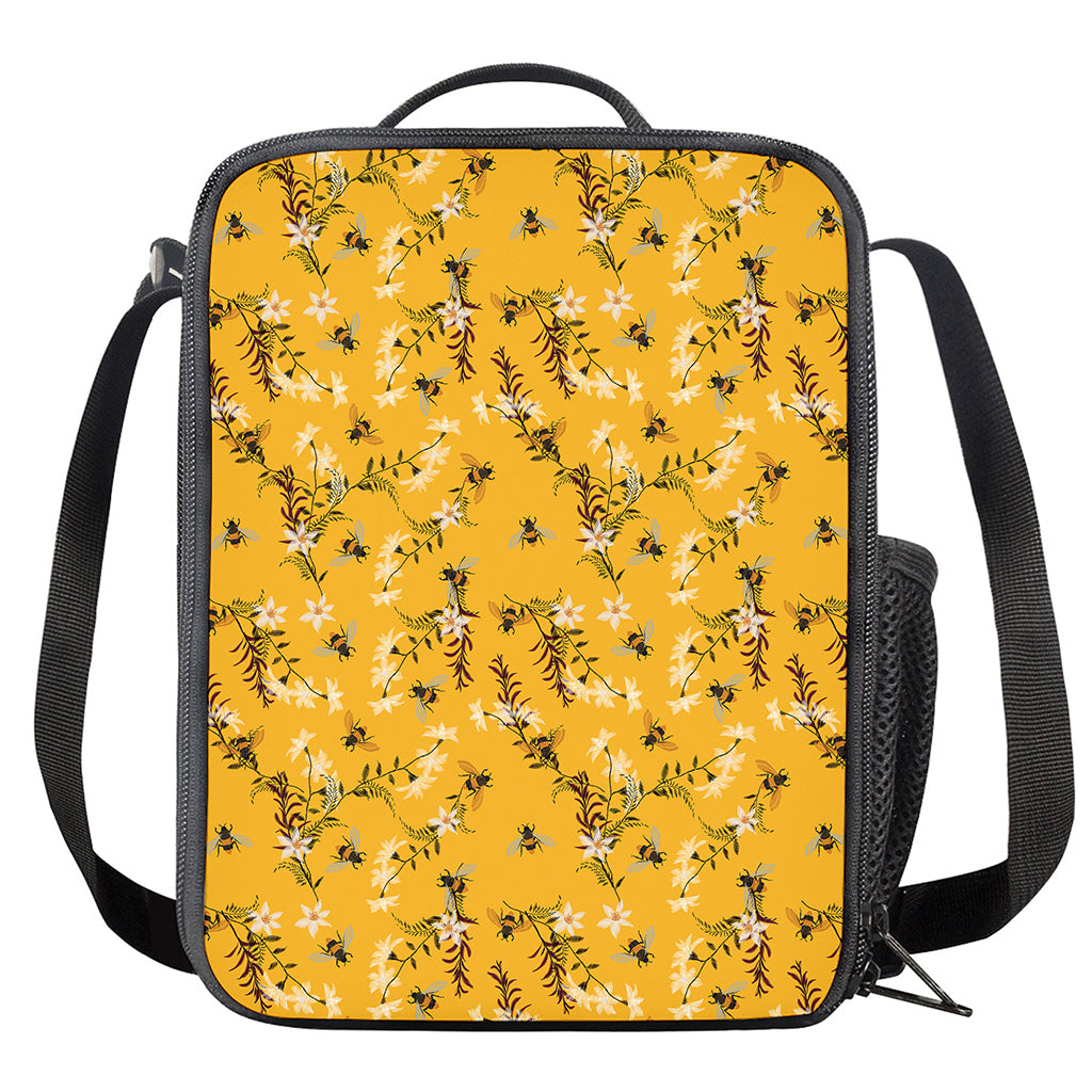 Bee Drawing Pattern Print Crossbody Lunch Bag