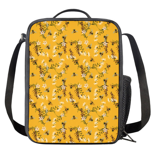 Bee Drawing Pattern Print Crossbody Lunch Bag