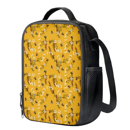 Bee Drawing Pattern Print Crossbody Lunch Bag