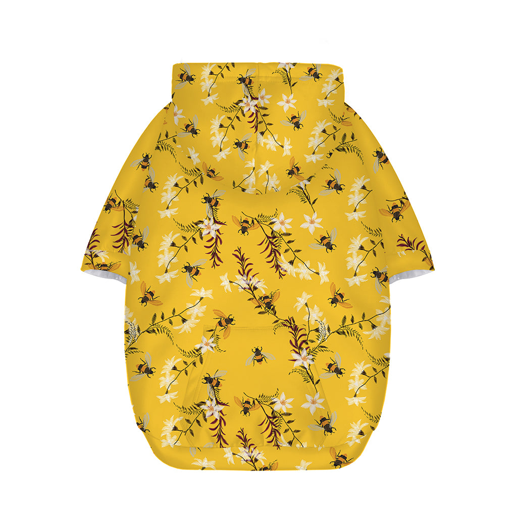 Bee Drawing Pattern Print Dog Zip Up Hoodie