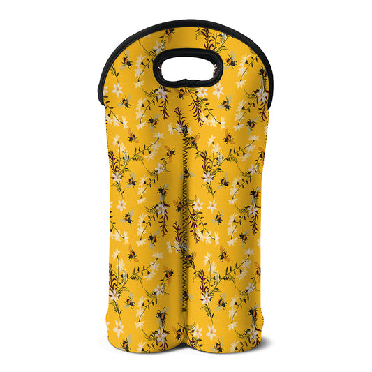 Bee Drawing Pattern Print Double Neoprene Wine Tote
