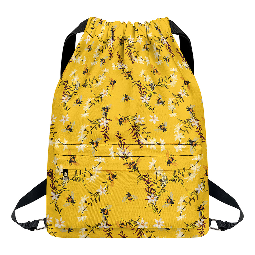 Bee Drawing Pattern Print Drawstring Backpack