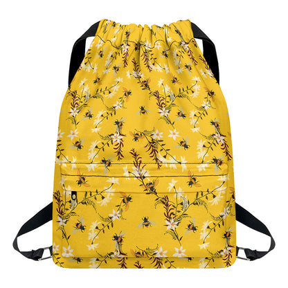 Bee Drawing Pattern Print Drawstring Backpack