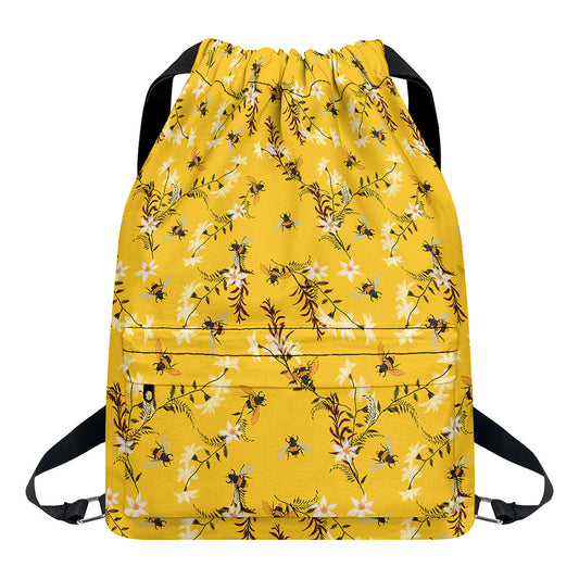 Bee Drawing Pattern Print Drawstring Backpack