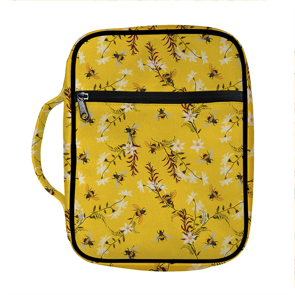 Bee Drawing Pattern Print Front Pocket Bible Bag