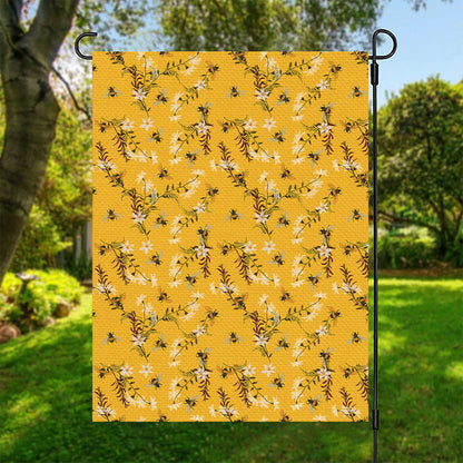 Bee Drawing Pattern Print Garden Flag