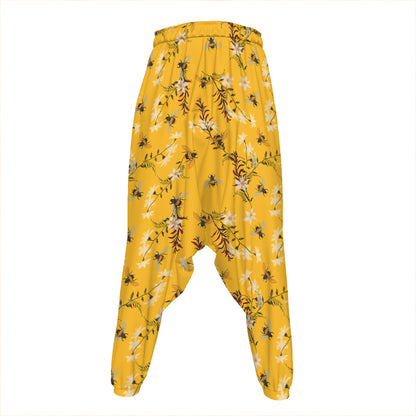 Bee Drawing Pattern Print Hammer Pants