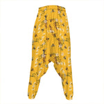 Bee Drawing Pattern Print Hammer Pants