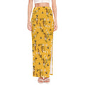 Bee Drawing Pattern Print High Slit Maxi Skirt