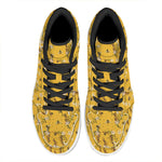 Bee Drawing Pattern Print High Top Leather Sneakers