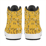 Bee Drawing Pattern Print High Top Leather Sneakers
