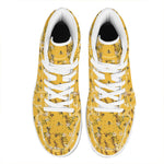 Bee Drawing Pattern Print High Top Leather Sneakers