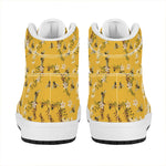 Bee Drawing Pattern Print High Top Leather Sneakers