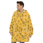Bee Drawing Pattern Print Hoodie Blanket
