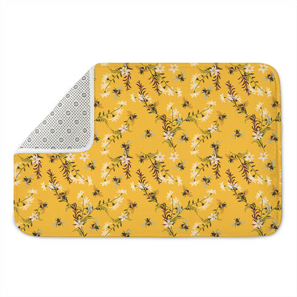 Bee Drawing Pattern Print Indoor Door Mat