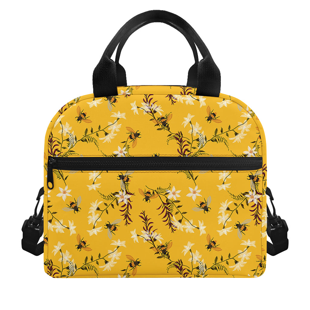 Bee Drawing Pattern Print Insulated Lunch Bag